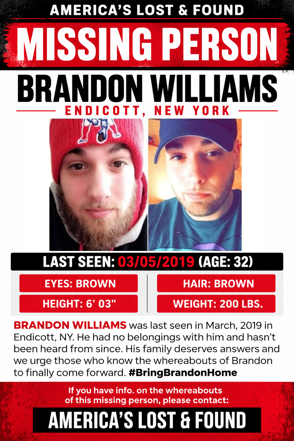 Brandon Williams missing-person flyer